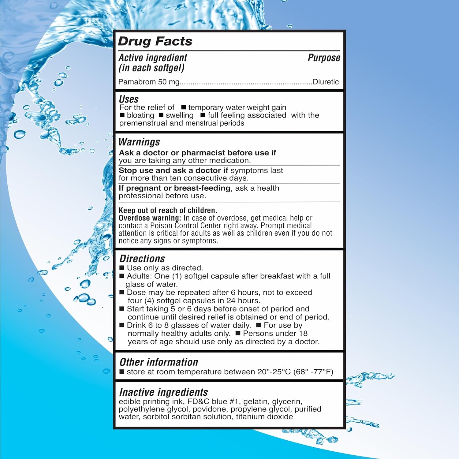 RIGHT REMEDIES Maximum Strength Caffeine-Free Diuretic Softgels, (120 Softgels), Pamabrom 50Mg, Helps Relieve Heaviness Due to Water Weight Gain