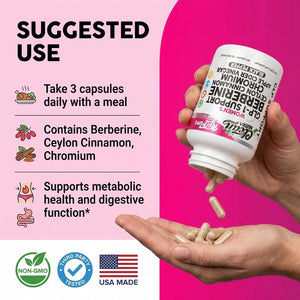 Berberine 1500Mg Supplement with Apple Cider Vinegar Capsules - Women'S GLP-1 Support with Ceylon Cinnamon, Chromium Picolinate & Black Pepper Extract - Metabolic Wellness - 90 Vegetarian Capsules