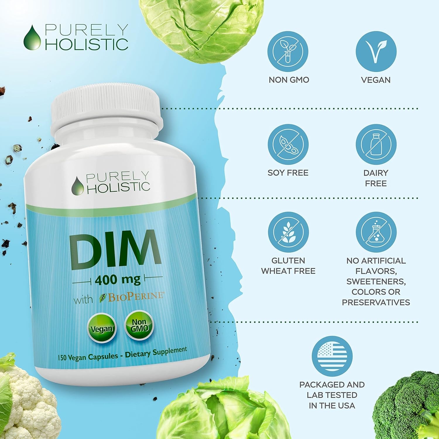 DIM Supplement 400MG | Extra Strength | Estrogen & Hormone Balance for Men and Women | Five Month Supply | Menopause, Prostate & Energy Support | Diindolylmethane | Vegan & Non-Gmo | 150 Capsules