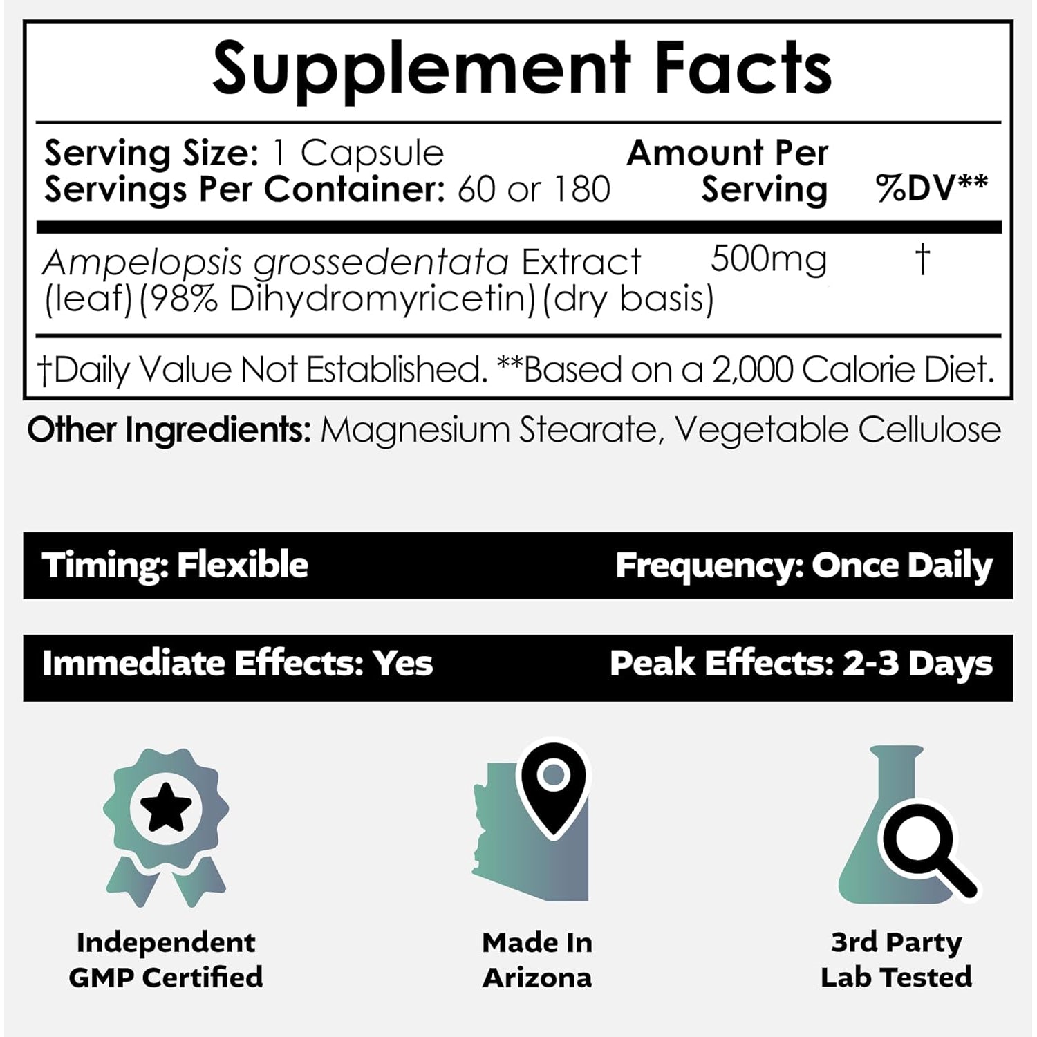 Nootropics Depot Dihydromyricetin (DHM) Capsules | after Drinking Support & Next Day Recovery | DHM Supplement | Supports Alcohol Metabolism | Vine Tea Extract (Ampelopsis Grossedentata) | 60Ct