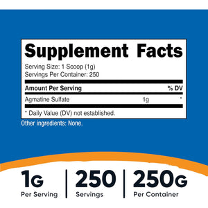 Nutricost Pure Agmatine Sulfate Powder - 250 Grams