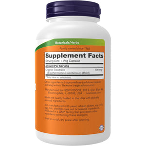 NOW Supplements, Eleuthero (Eleutherococcus Senticosus) 500 Mg, Adaptogenic Herb*, 250 Veg Capsules