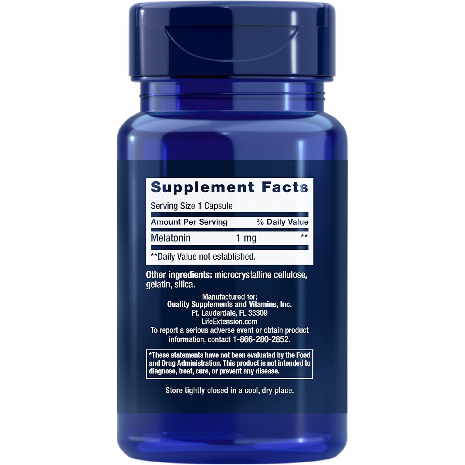 Life Extension Melatonin 1 Mg - for Restful Night, Hormone Balance, and Immune Health - Immediate Release - Gluten-Free, Non-Gmo - 60 Capsules