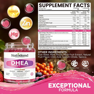 DHEA Supplement for Women, DHEA 50Mg with Omega-3, Magnesium & Antioxidant Blend, Supports Hormone Balance, Healthy Aging, Immunity & Energy, DHEA 25 Mg per Gummy, Non-Gmo, Sugar Free, 60Ct