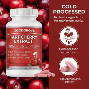 Good Grove Tart Cherry Extract Capsules, Goodgrove Tart Cherry Extract Supplement | 10:1 Extract, 3600Mg Strength | Supports Joint Comfort, 60 Count (1)