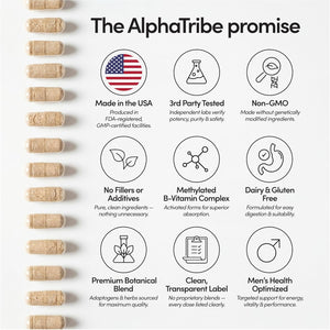 Alpha Tribe Multivitamin for Men with Seamoss Black Seed Oil Ashwagandha Burdock Root, Turmeric Bladderwrack, Vitamin C, Elderberry, Manuka, Yellow Dock | Daily Men'S Vitamins and Minerals Supplement