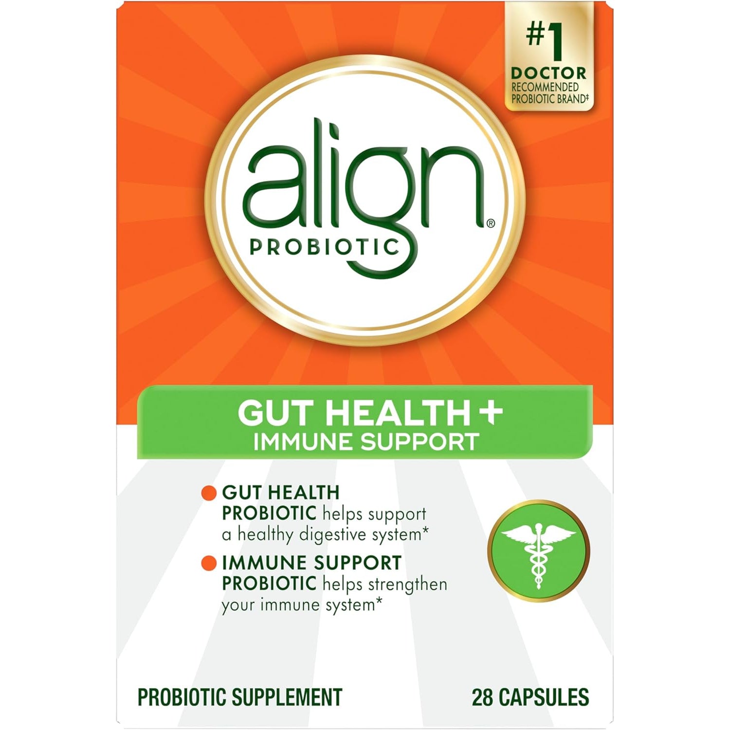 Align Probiotic, Gut Health + Immune Support Probiotic, Probiotics for Women and Men, Probiotics for Digestive Health and Immune Health, #1 Doctor Recommended Brand‡, 28 Capsules