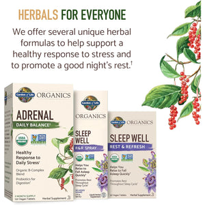 Garden of Life Organics Adrenal Daily Balance, Adaptogenic Herbs Ashwagandha, Holy Basil, B Complex & Probiotics, Organic Non-Gmo, Vegan, Gluten Free Supplement, Two Month Supply, 120 Tablets