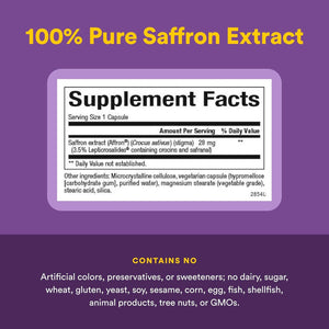 Natural Factors 100% Pure Saffron Extract - Supports Restful Sleep & Calm Outlook - Natural Herbal Supplement for Relaxation Support - 30 Vegetarian Capsules (30 Servings)
