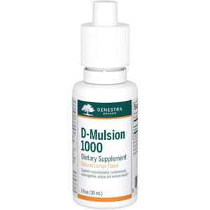 Genestra Brands D-Mulsion 1000 - Liquid Vitamin D Supplement - Natural Lemon Flavor - 1 Fl Oz