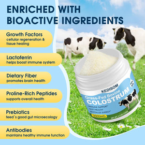 Grass-Fed Bovine Colostrum Supplement Powder - 60% High Igg 3000 Mg for Gut Health, Immune Support - Easy to Mix Natural Liposomal Colostrum Superfood, Unflavored, 50 Servings