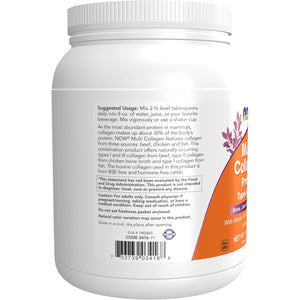 Now Foods Supplements, Multi Collagen Protein Types I, II & III Powder, Bone, Joint, and Skin Health, 16 Oz (454 G)