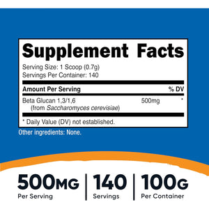 Nutricost Beta Glucan Powder 100 Grams - 1,3/1,6 - Non GMO