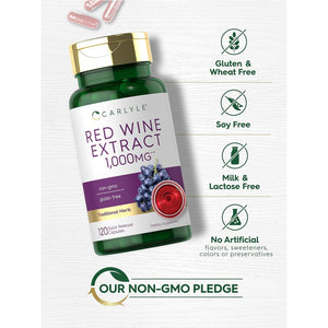 Carlyle Red Wine Extract Capsules | 120 Count | Non-Gmo and Gluten Free Supplement