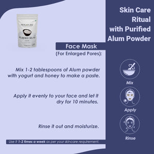 Mi Nature Alum Powder Potassium (Fitkari/Phitkari) -100% Natural Skincare for Acne, Odor Control & Water Purification Face Mask for |Pore Refining 100G |Face Pack Powder |Cruelty-Free