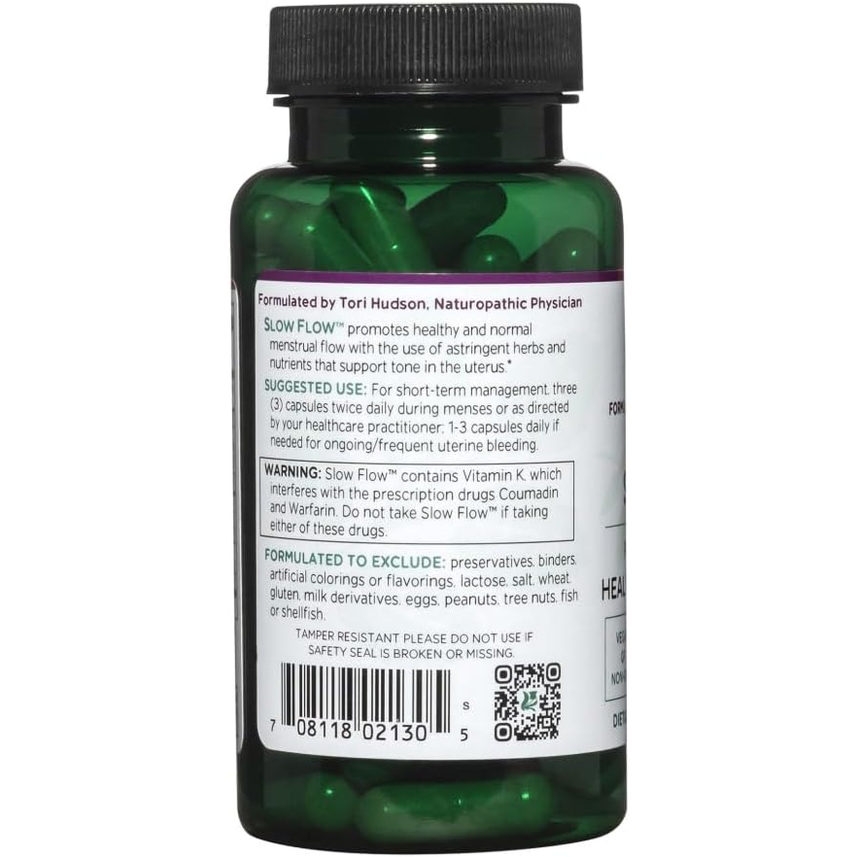 Vitanica Slow Flow, Menstrual Flow Support, Vegan, 60 Capsules