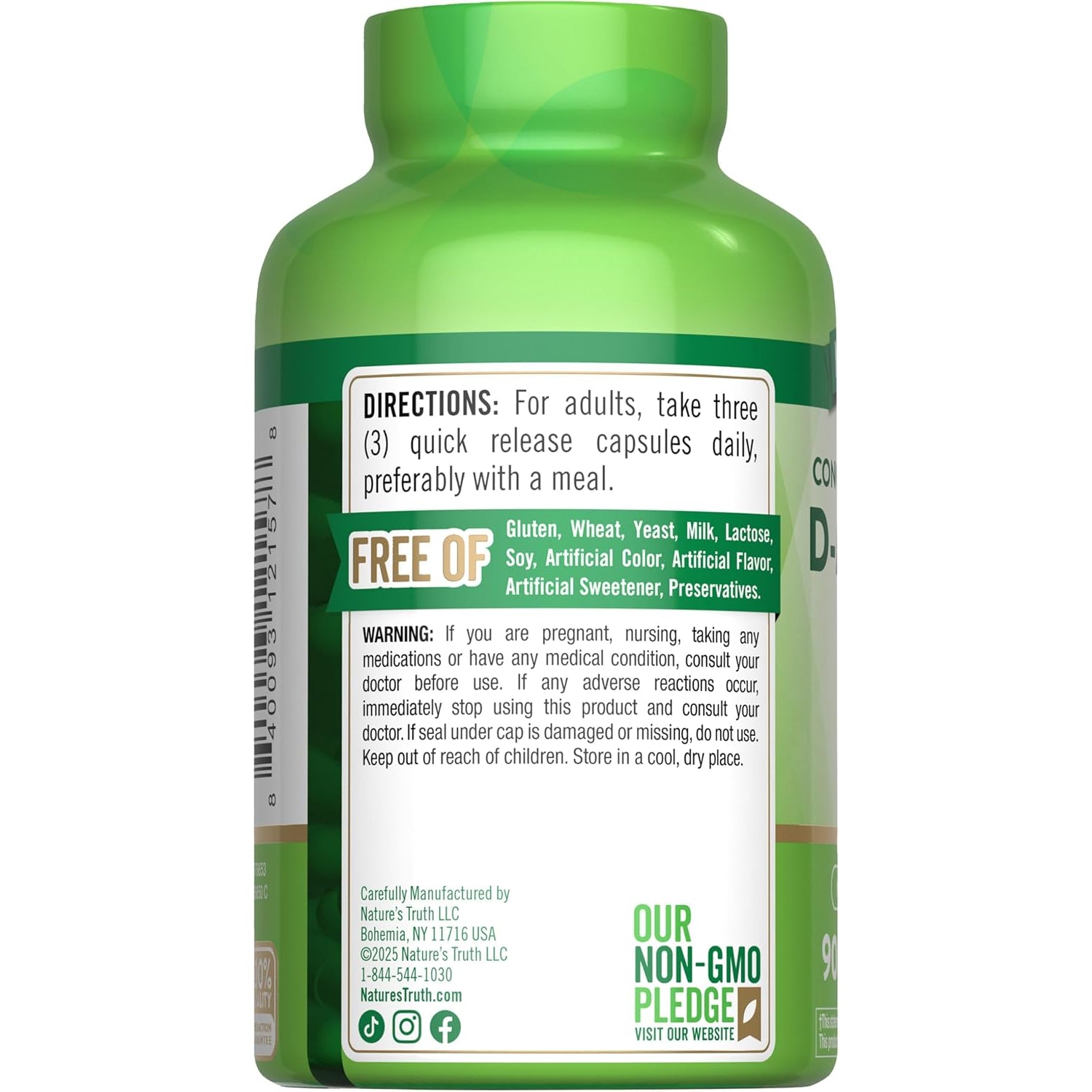 Nature'S Truth D-Mannose Pills | 2100Mg | 90 Capsules | Non-Gmo & Gluten Free Supplement
