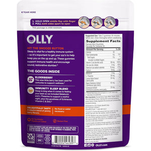 OLLY Immunity Sleep Gummy, Immune and Sleep Support, 3Mg Melatonin, Echinacea, Zinc, Vitamin C, Chewable Supplement, Berry - 60 Count