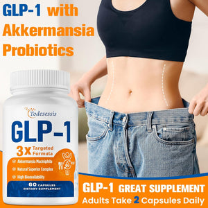 GLP-1 Supplement for Women, 3X Targeted Formula, Gentle on the Stomach, GLP-1 with Akkermansia Probiotic, Berberine HCI & Chicory Inulin, Natural GLP1 for Digestion & Gut Health - Vegan, 60 Capsules