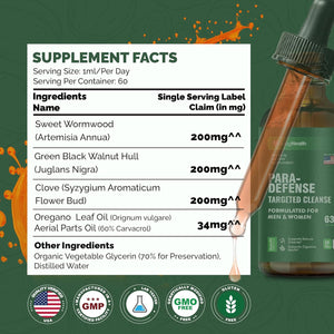 Wormwood Black Walnut Clove Tincture | 3Rd Party Tested Digestive Support Drops | Sweet Wormwood, Green Walnut Hull & Clove Extract Liquid for Gut Wellness | 2 Oz, 60 Servings