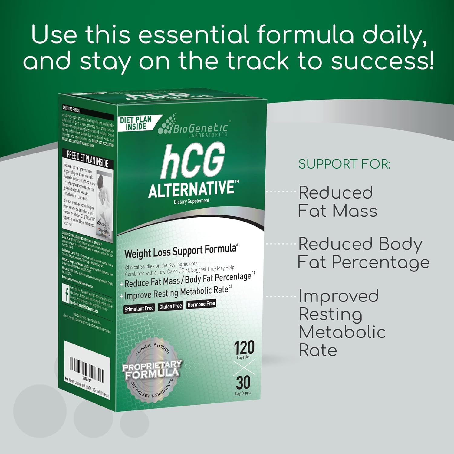 Biogenetic Laboratories Hcg Alternative - Weight Loss Pills and Fat Burner for Men and Women - Boosts Metabolism Supports Healthy Diets - Alternative Formula - 30-Day Supply (120 Capsules per Bottle)