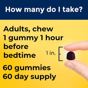 Nature Made Time Release Melatonin 3Mg Gummies, 100% Drug Free Sleep Aid for Adults, 60 Melatonin Gummies, 60 Day Supply
