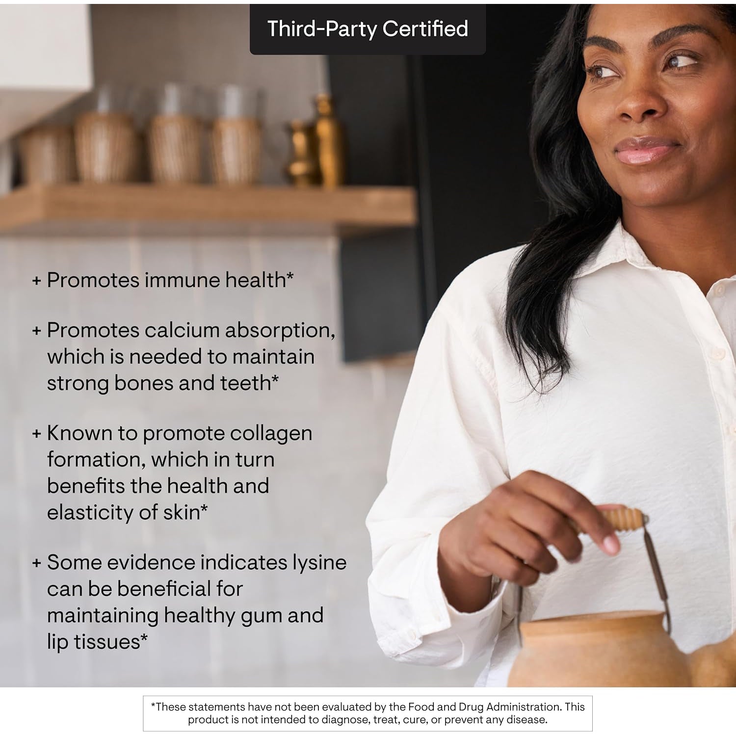 THORNE - Lysine - Supports Immune, Skin & Bone Health - Promotes Collagen Formation* - L-Lysine Amino Acid Supplement - Third-Party Certified - Gluten, Dairy & Soy-Free - 60 Capsules