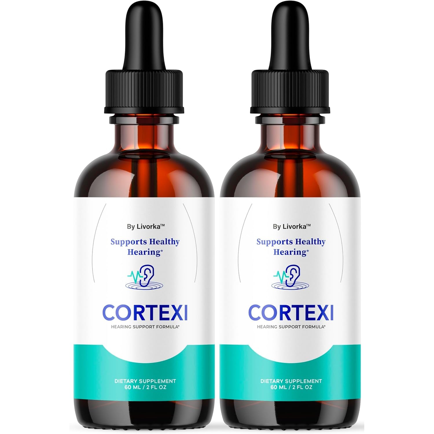 Cortexi Oral Drops to Drink - Formula for Ear Health, Hearing Support - Pack of 2 Bottles (60 Day Supply)