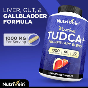 Nutrivein Premium TUDCA+ Liver Support Supplement 1000Mg - 30 Day Supply (60 Caps): TUDCA Supplement Bile Salts for Liver Wellness