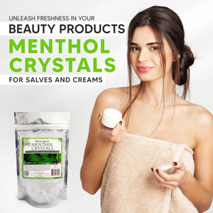 Menthol Crystal 2 Oz - Pure Organic 100% Natural - Menthol Crystals from Mint Crystal Mints Mentha Arvensis - Comes in Resealable Standup Bag for Long-Lasting Freshness