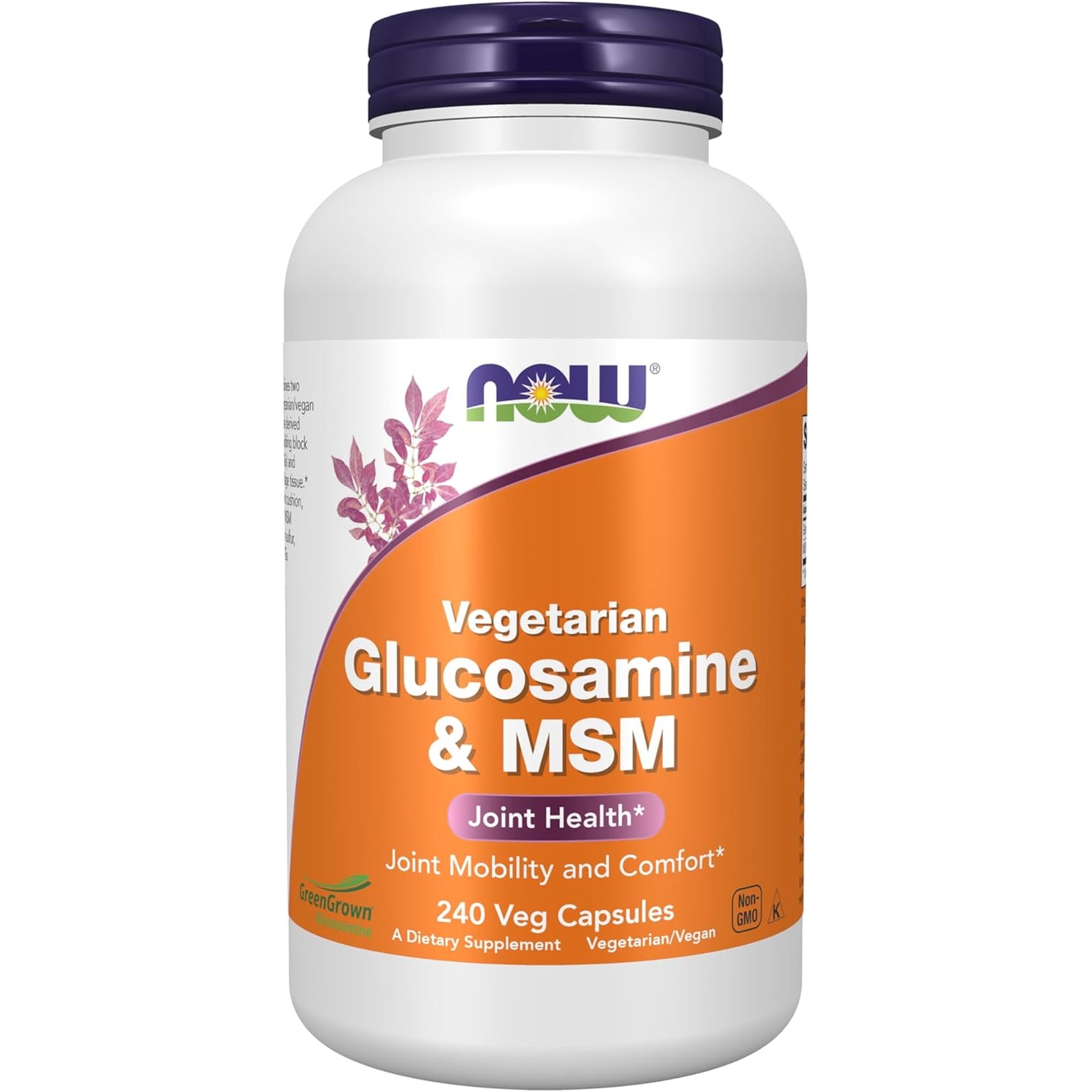 NOW Foods Supplements, Glucosamine & MSM (Greengrown® Glucosamine), Vegetarian, 240 Veg Capsules