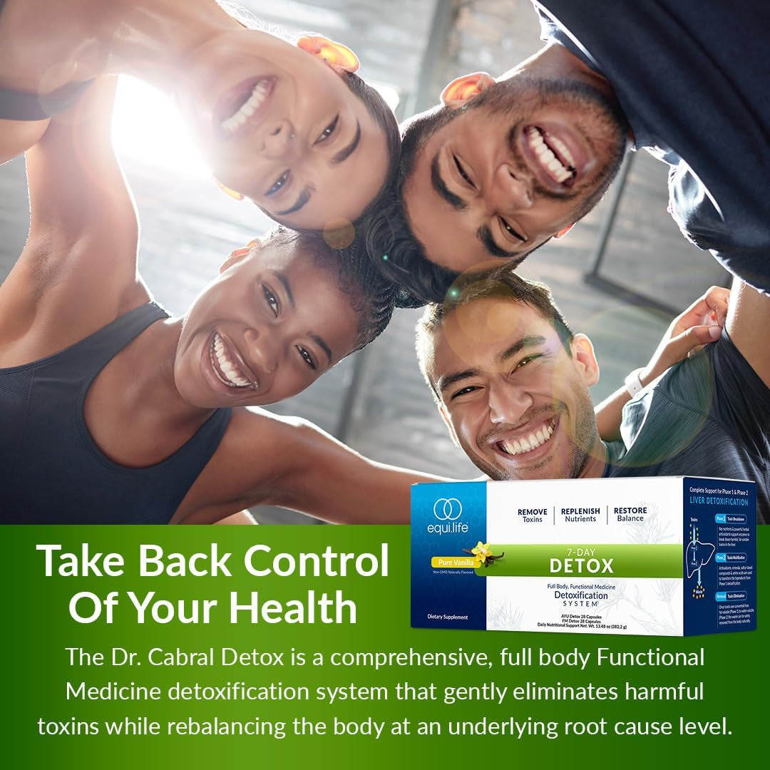 Equilife Dr. Cabral Detox, 7 Day Cleanse System, Plant Based Protein, Vitamins & Minerals, Supports Liver Detox, Promotes Healthy Weight Management & Full Body Balance, Vegan, Gluten Free, Vanilla