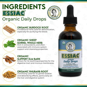 Essiac Original Tea USDA Organic Daily Drops for Enhanced Lymphatic Drainage and Immune Support | Alcohol Free Concentrated Formula | 2Oz (59Ml)