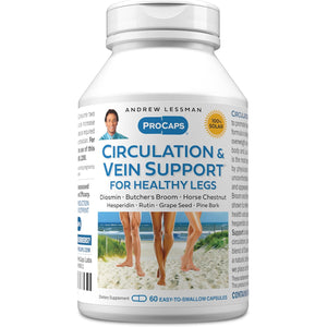ANDREW LESSMAN Circulation, Vein Support for Healthy Legs 60 Capsules - High Bioactivity Diosmin, Butcher'S Broom, Visibly Reduces Swelling and Discomfort in Feet, Ankles, Calves, Legs