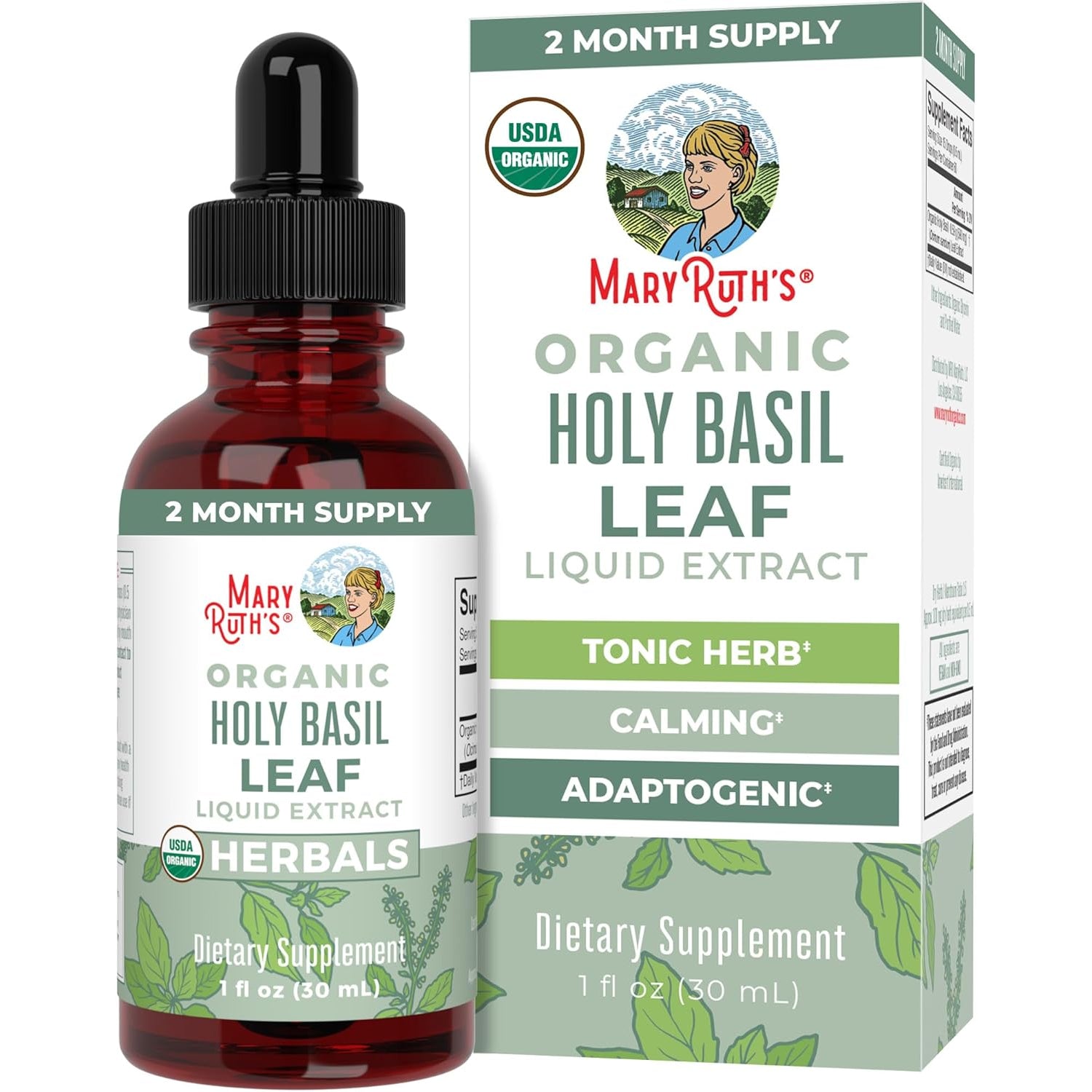 MARYRUTH'S Organics Holy Basil Sugar Free | Tulsi Holy Basil Herbal Liquid Drops | Antioxidant | Cognitive Function | Digestive Support | Energy Levels | Vegan | Non-Gmo | 1 Fl Oz