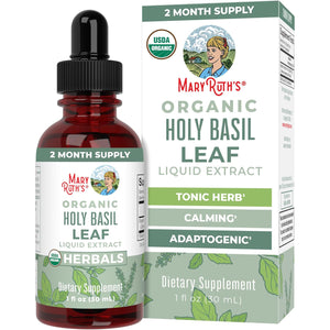 MARYRUTH'S Organics Holy Basil Sugar Free | Tulsi Holy Basil Herbal Liquid Drops | Antioxidant | Cognitive Function | Digestive Support | Energy Levels | Vegan | Non-Gmo | 1 Fl Oz