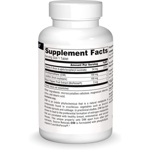 Source Naturals DIM, Diindolylmethane 100Mg with Bioperine, Vitamin E & More - 60 Tablets