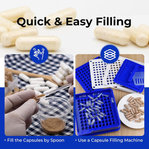 Empty Vegan Capsules Size 2 - Empty (100 Count) DIY Filling - Veggie Capsules with 2 Micro Lab Spoons for Filling