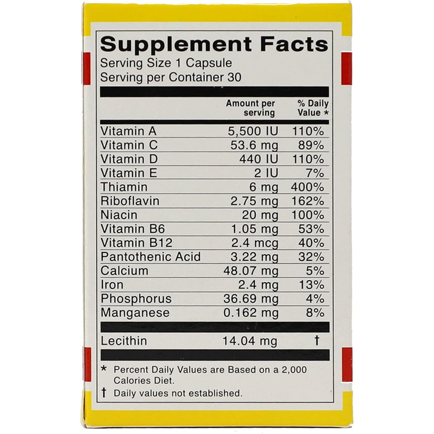 Vital Fuerte, Vitamins and Minerals Supplement, 30 Capsules, Bottle.