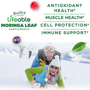 Lifeable Moringa Gummies for Adults | 400 Mg Moringa Extract | Great Tasting Moringa Supplement | Antioxidant Superfood for Men Women | 60 Gummies
