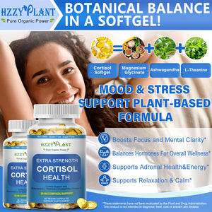 Cortisol Supplements for Women and Men Softgels with Phosphatidylserine Magnesium Ashwagandha L-Theanine,High Absorption Cortisol Detox Capsules for Sleep Relaxation Stress Relief,Non-Gmo,60 Servings