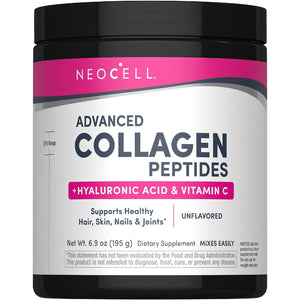 Neocell Collagen Peptides Powder | 6.9 Oz | Unflavored Supplement | with Vitamin C and Hyaluronic Acid | Advanced Formula | Hair, Skin, & Nails | for Women and Men