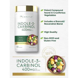 Carlyle Indole-3-Carbinol 400 Mg Supplement | 120 Capsules | I3C with Broccoli Resveratrol Blend | Vegetarian, Non-Gmo & Gluten Free