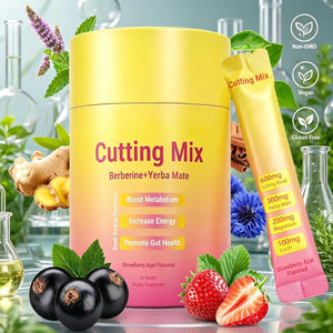 Cutting Drink Mix | Supports Satiety Signaling,Supports Energy & Gut Health with Berberine&Chromium&Fos&Yerba Mate & 5-Htp,Strawberry Açaí – 30 Sticks