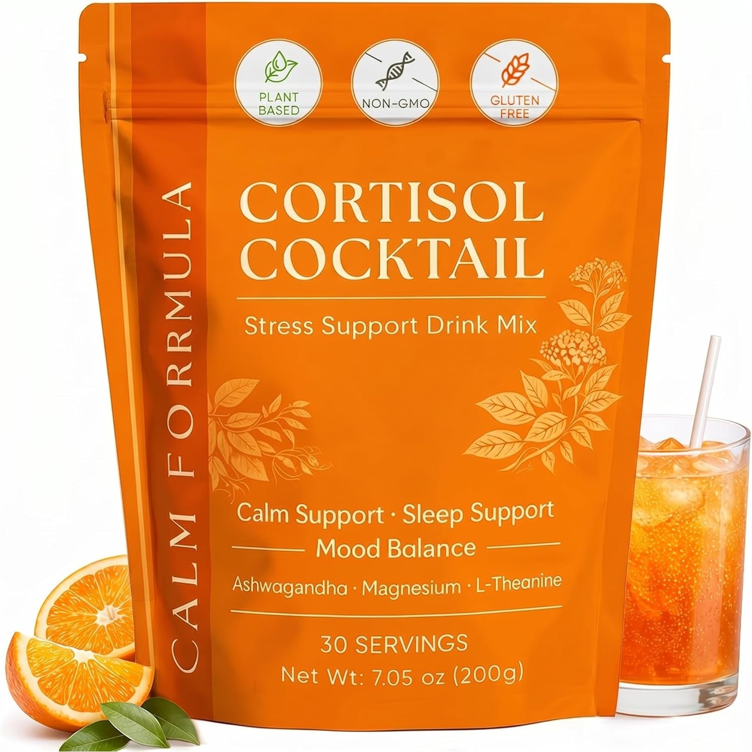 Cortisol Cocktail – Cortisol Support Supplement for Women, with Ashwagandha, Magnesium & L-Theanine Blend, Daily Stress Support, Relaxation Formula & Sleep Support, 30 Servings