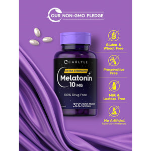 Carlyle Melatonin 10Mg | 300 Softgels | Extra Strength Support for Adults | Non-Gmo, Gluten Free Supplement