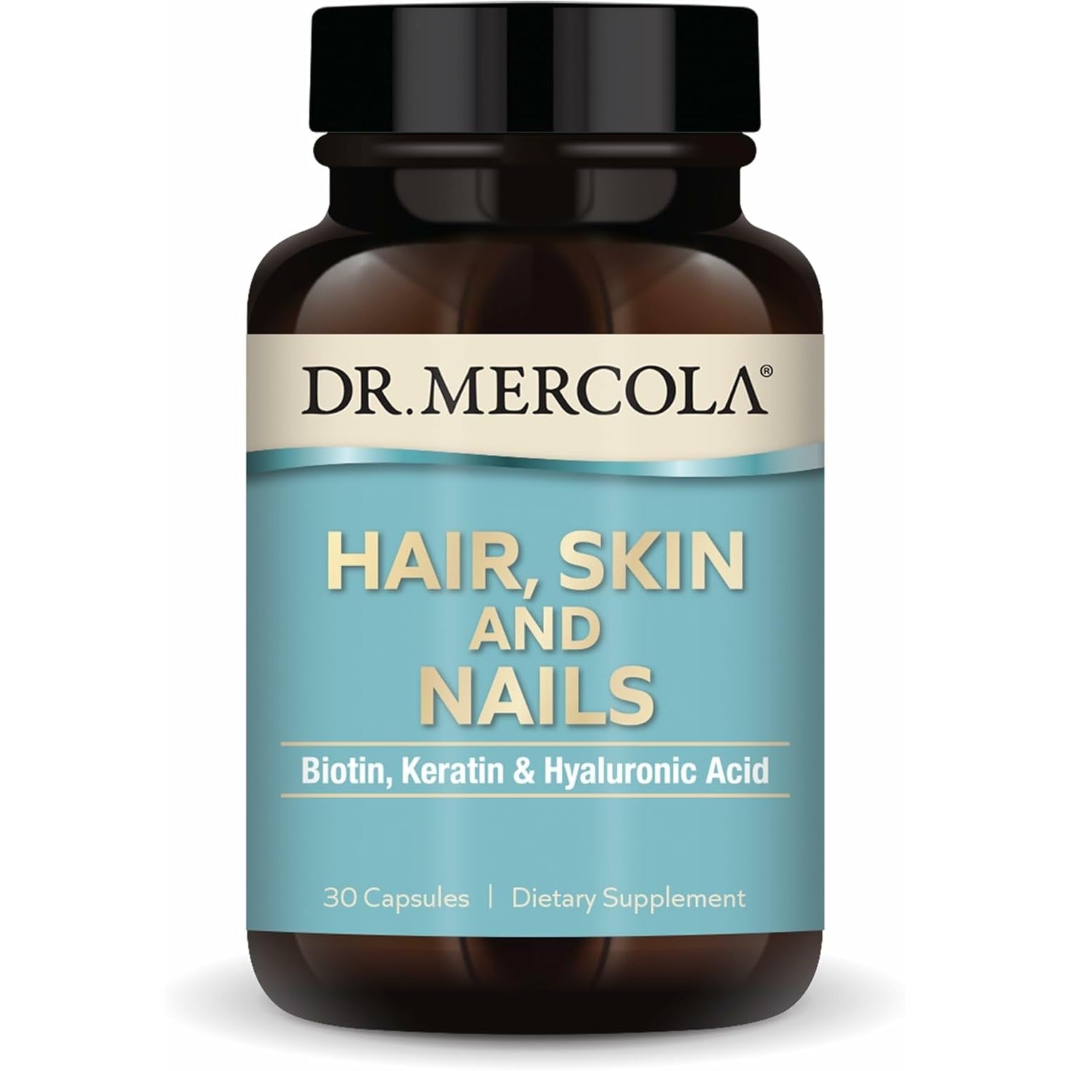 Dr. Mercola Hair, Skin and Nails - Provides Biotin, Keratin & Hyaluronic Acid - Premium Quality - Supports Healthy Aging - Non-Gmo, Gluten-Free & Soy-Free - 30 Capsules (30 Servings)