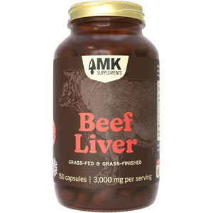 MK Supplements Grass Fed Beef Liver Supplement, Supports Energy Production, Detoxification, Digestion, Immunity and Full Body Wellness, Non-Gmo, Freeze Dried, 30 Servings (3,000 Mg Each)
