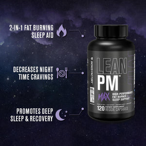 Jacked Factory Lean PM Max - High-Performance Weight Loss, Sleep Support, Fat Burner, & Appetite Suppressant for Men and Women W/Melatonin, Magnesium, Carnipure, & Ashwagandha - 120 Diet Pills