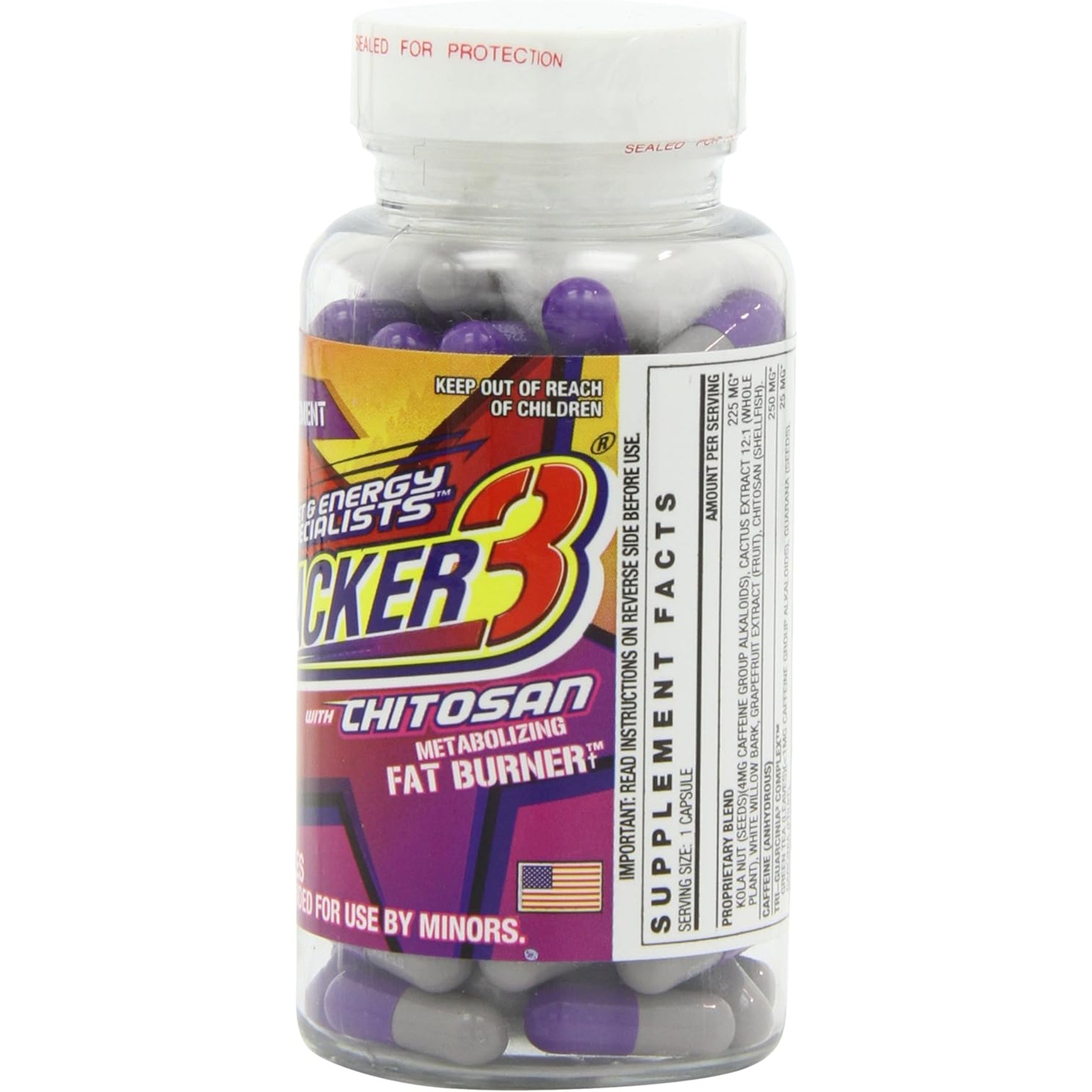 Stacker 3 Metabolizing Fat Burner with Chitosan, Capsules, 100Count Bottle